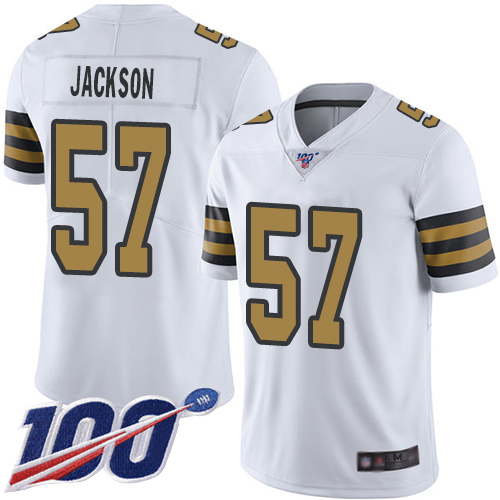 Men New Orleans Saints Limited White Rickey Jackson Jersey NFL Football 57 100th Season Rush Vapor Untouchable Jersey
